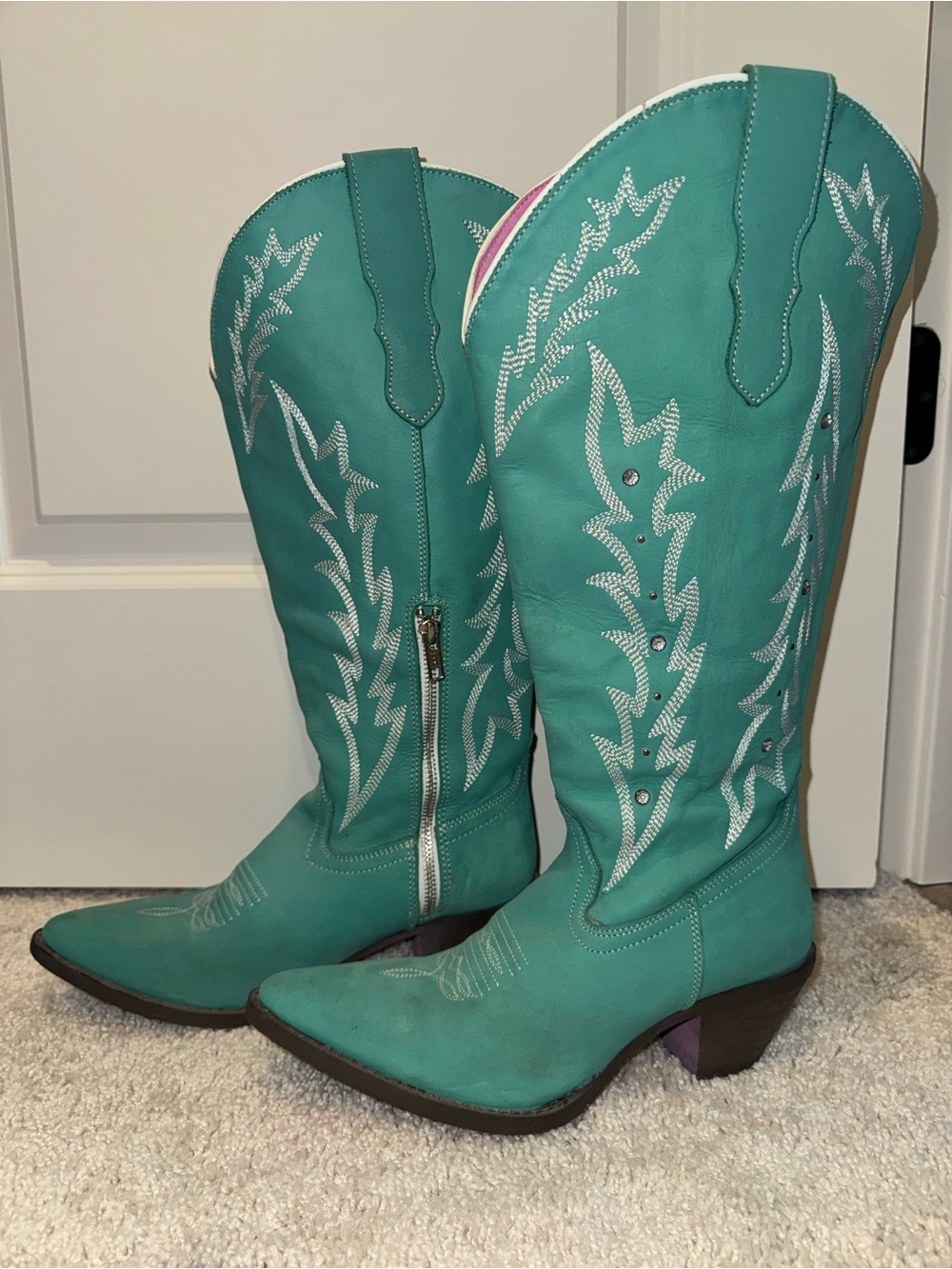 WIDE CALF Over-the-Knee Turquoise Western Boots